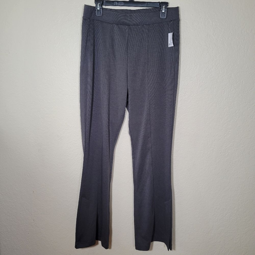 GAP | High Rise Charcoal Heather Split Hem Ponte Flare Pants Office Siren Chic L